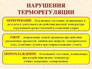 Возможные причины нарушения терморегуляции