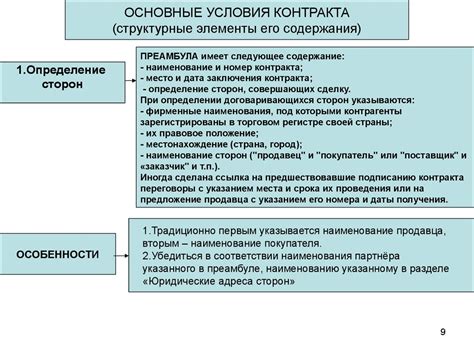 Ключевые элементы контракта и их роль