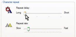 Настройка скорости повтора клавиш