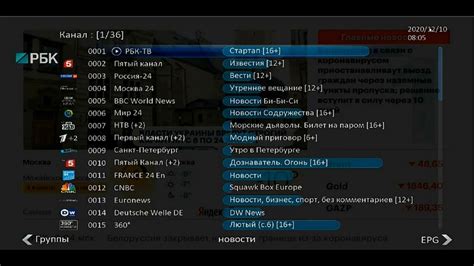 Настройка функционала просмотра каналов на блоке