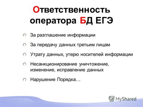 Ответственность за передачу данных