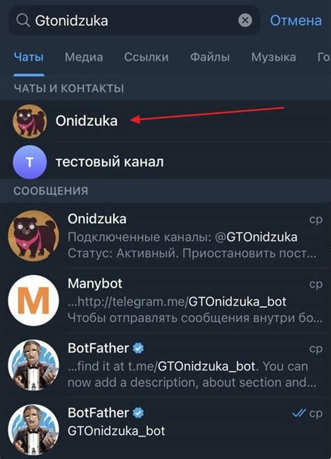 Поиск бота "Кружки в Telegram"