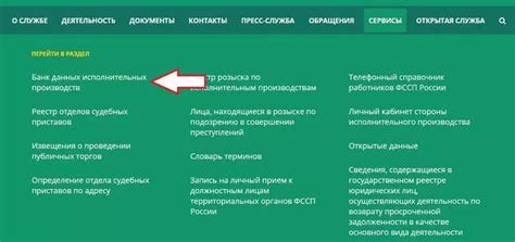 Поиск информации в базе Федеральной службы судебных приставов
