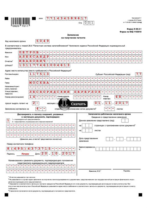 Получение номера патента