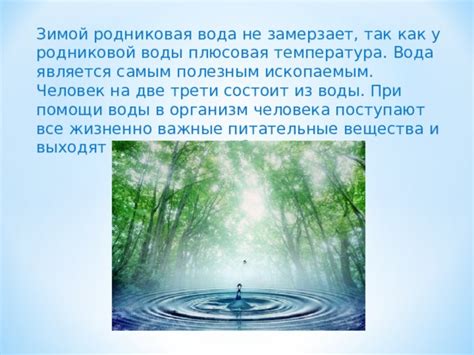 Польза и благотворное воздействие природной родниковой воды на организм человека