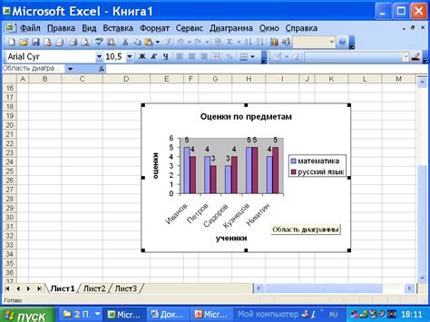 Построение диаграммы в Excel