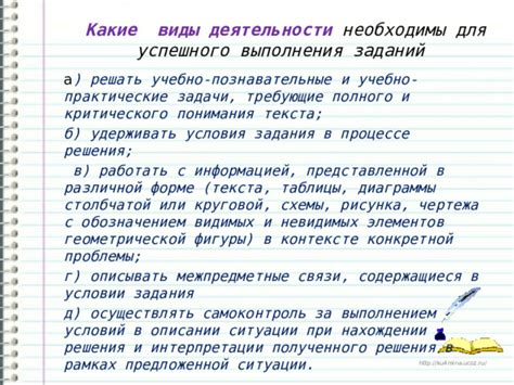 Предметы для успешного выполнения задачи