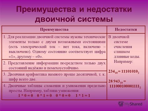 Преимущества использования двоичной системы