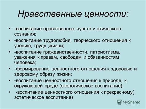 Проявления нравственных ценностей в жизни