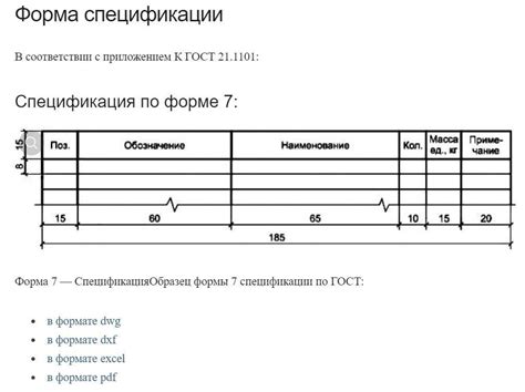 Спецификации конструкции спуска