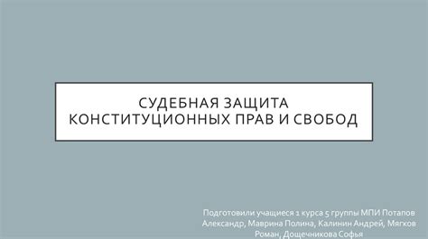 Судебная защита конституционных прав и свобод