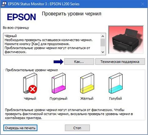 Третий способ: Использование индикатора уровня чернил на самом принтере