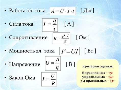 Формула для определения тока