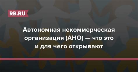 Что такое Автономная некоммерческая организация